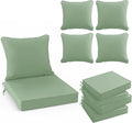 Summsun Outdoor Chair Cushions Set of 4, Waterproof Back Pillow and Seat Cushion Set for Patio Furniture, Outdoor Sofa Replacement Cushions with Removable Cover, 24 x 24 Inch, Sage Green