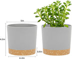 QCQHDU 5 inch Plant Pot, 2 Pack Planters for Indoor Plants with Drainage Holes & Saucer, Outdoor Flower Pots Home Garden Modern Decor