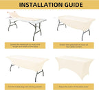 2-Pack 8ft Spandex Table Covers for Rectangle Folding Tables - Washable Elastic Tablecloth - Ultimate Fitted Table Protector for Birthday Parties, Trade Shows, Banquet