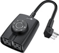 G-Homa Dusk to Dawn Outdoor Timer for Light Sensor Timer Waterproof 2 Grounded Outlets Timers for Christmas Light, 15A 1/2HP, CSA Listed (Turns on After Dusk)