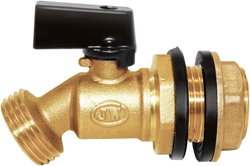 Joywayus Brass Water Container/Rain Barrel Spigot 3/4" Threaded Quarter Turn Ball Valve with Bulkhead Fitting, Suitable for Garden Hose Thread Connection