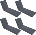 Chaise Lounge Cushions Outdoor Set of 4 - Waterproof and Fade Resistant Sun Lounger Replacement Cushions - Patio Lounger Pads with Removable Cover for Pool, Deck, 80 x 26 x 3 Inch, Dark Grey