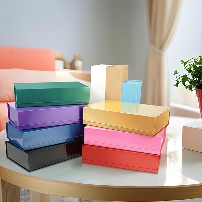 PACKHOME 6 Extra Large Gift Boxes 17.5x11.3x4.3 Inches, Sturdy Shirt Boxes with Magnetic Lids for Clothes and Large Gifts (Glossy Blue)