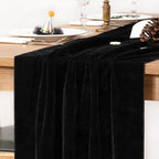 MLMC 2 Pack Black Velvet Table Runner 10ft Glossy Luxury Velvet Fall Table Runner 20x120 Inches Wedding Runner for Bridal Shower Birthday Party Halloween Decor