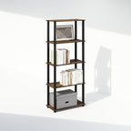 Furinno Turn-S-Tube 3-Tier Compact Multipurpose Shelf Display Rack with Square Tube, Amber Pine/Black, Set of 2