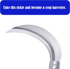1pce 290mm/11.42in Carbon Steel Billhook Brush Clearing Sickle for Grass,Weeding Tools for Garden,Curved Sawtooth Sickle,Machete Axe for Cutting Trees,Steel Blade Knife in Hand