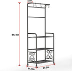 Plant Stand Indoor Outdoor Heavy Duty Metal - 56.4" Tall 3-Tier Shelf for Multiple Plants, Flowers, Rustproof Black Storage Rack for Patio, Balcony, Living Room, Garden, Includes Hooks&Adjustable Feet