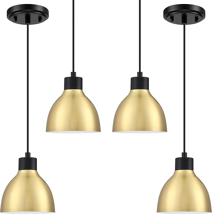 4 Pack 1 Light Industrial Hanging Indoor 6" Mini Kitchen Island Pendant Ceiling Light Fixtures,Black Brushed Bronze Finish for Bar Dining Room Corridor Living Room