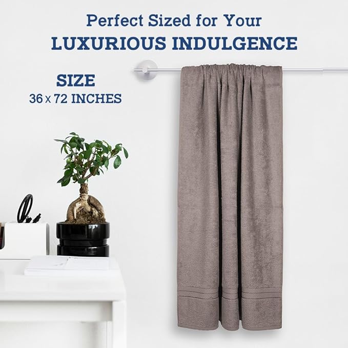 Casa Lino Bath Sheets Set Extra Large - 100% Cotton Extra Large Bath Towels - Highly Absorbent & Quick Dry Oversized Towels for Adults - 60" x 30" - Pack of 2 - (Brown)