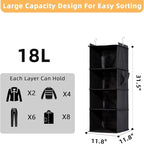 4-Shelf Hanging Closet Organizer and Storage, Collapsible Hanging Shelves for Closet with 2 Side Pockets, Hanging Shoe Organizer to Saving Space,Black