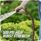 Rugged Rhino Heavy Duty Flexible Light Weight Garden Hose, 75ft x 5/8in, 4 Layer Leakproof Outdoor Gardening Tools, Watering Supplies, Powerful Water Pressure for Lawn, Flowers, Black Orange