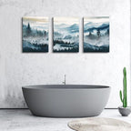 MHARTK66 Canvas Wall Art For Living Room Framed Wall Decor For Bedroom Office Decoration Fog Mountain Forest Posters Landscape Wall Painting Print Pictures Artworks Ready to Hang Home Decor 3 Piece
