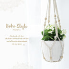 Mkono Macrame Plant Hanger Indoor 35 Inch Hanging Planter Basket Ivory 1Pc