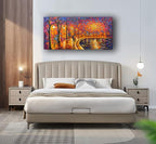 Tyed Art- Contemporary Art Landscape impressionist Oil Painting On Canvas Abstract Textured Tree artwork Painting Home Office Decorations Canvas Wall Art Painting Ready to hang 24x48inch