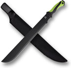 REAT Gardening Heavy Duty Machete,24" Full Tang Machete with Shaeth,Ergonomic No-Slip Handle,Machetes for Bushcraft, Outdoor Hunting, Garden Cutting Trees and Yard Work (Green)