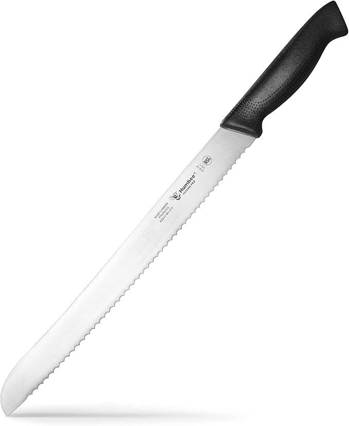 12 Inch Cuisine Pro Serrated Bread Knife, Premium Stainless Steel Wave Edge Razor Sharp Blade Knife for Bread, Dishwasher Safe, NSF Certified, Black