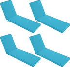 Chaise Lounge Cushions Outdoor Set of 4 - Waterproof and Fade Resistant Sun Lounger Replacement Cushions - Patio Lounger Pads with Removable Cover for Pool, Deck, Lawn, 80 x 26 x 3 Inch, Teal