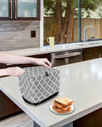 Toaster Cover 4 Slice Moroccan Lattice Toaster Oven Cover with Pockets Grey Geometric Classic Dustproof Bakeware Protector Small Kitchen Appliance Dust Covers and Fingerprint Protection for Women