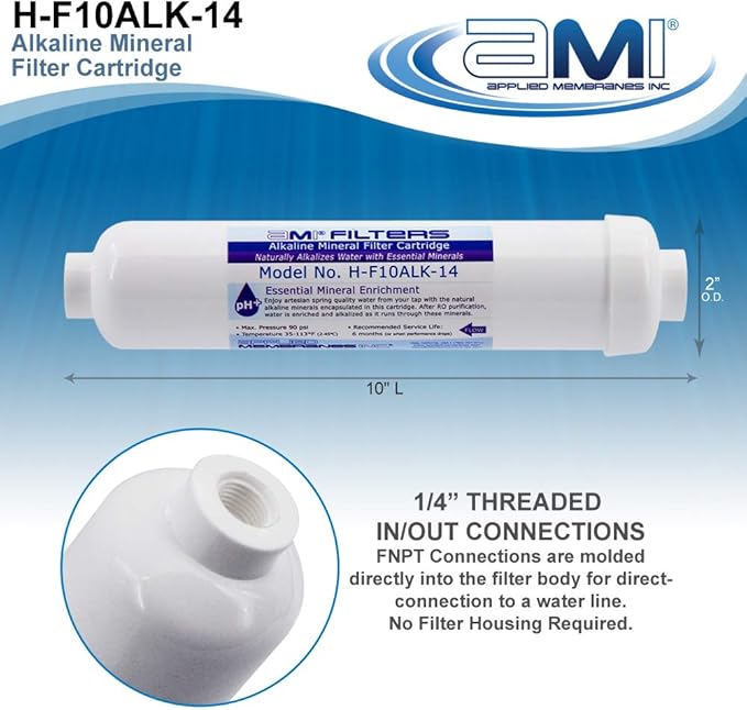 Alkaline Water Filter Replacement Cartridge | Mineral Cartridge for Alkaline Water Filters System | Essential Minerals for Water (1, Alkaline Cartridge Only)