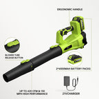 Leaf Blower Cordless, Electric Blower with 2×4.0Ah Batteries & Charger, 6-Speed, Powerful Lightweight 21V Blower Kit for Lawn, Patio, Car Drying and Light Snow, Lightweight Handheld