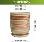 Ceramic Planter 10 Inch - Ceramic Pots for Indoor Plants Outdoor Large Plant Pot with Drainage Hole and Saucer Cylinder Flower Pot Yellow