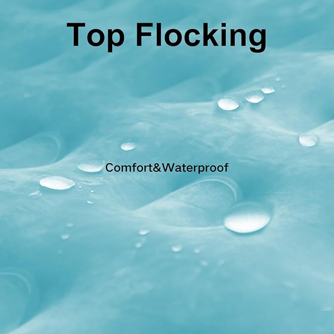 Full Size Air Mattress with Built in Pump, Air Bed with Portable Storage Bag, 18'' Blow up Mattress Suitable for Home and Guests, Top Flocking, 18" Full Sky Blue