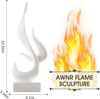 AWNR White Flame Abstract Sculpture Resin Art Statue Modern Home Decor for Living Room TV Stand Office Shelf Accents Minimalist Figurines Centerpiece Table Decorations