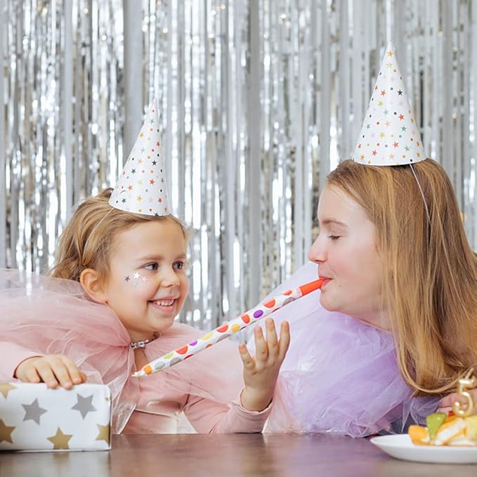 10 Pack Foil Curtain Backdrop Silver Metallic Tinsel Foil Fringe Curtains Photo Booth Props for Birthday Wedding Engagement Baby Shower Bachelorette Christmas Holiday Celebration Party