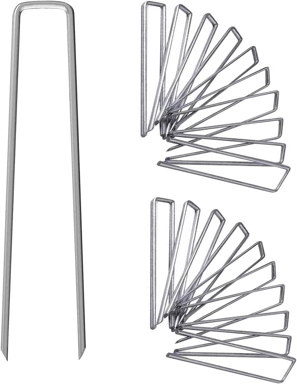 12 Inch Galvanized Garden Landscape Staples Stakes, 25 50 100 PCS Anti-Rust Garden Staples U-Shaped Landscape Pins for Secure Lawn Fabric (25, 12 Inch)