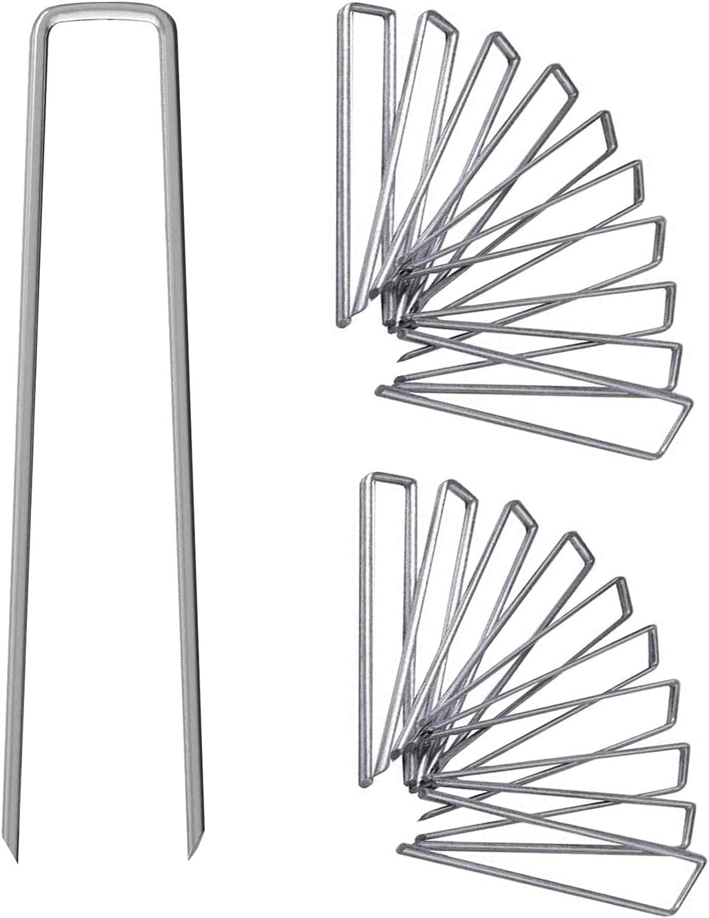 12 Inch Galvanized Garden Landscape Staples Stakes, 25 50 100 PCS Anti-Rust Garden Staples U-Shaped Landscape Pins for Secure Lawn Fabric (25, 12 Inch)