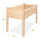 Best Choice Products 48 x 24 x 30 Inches Raised Garden Bed, Elevated Wood Planter Box Stand for Backyard, Patio, Balcony with Bed Liner, 200 Pound Capacity - Natural