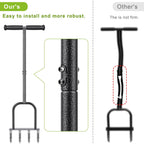Dolibest Manual Aerator Lawn Tool, Manual Yard Plug Aerators with 4 Stainless Steel Semi-Open Plugs, Pre-Assembled Manual Grass Aerating Tool & Clean Hand Tool, Improving Lawn Health -37Inch