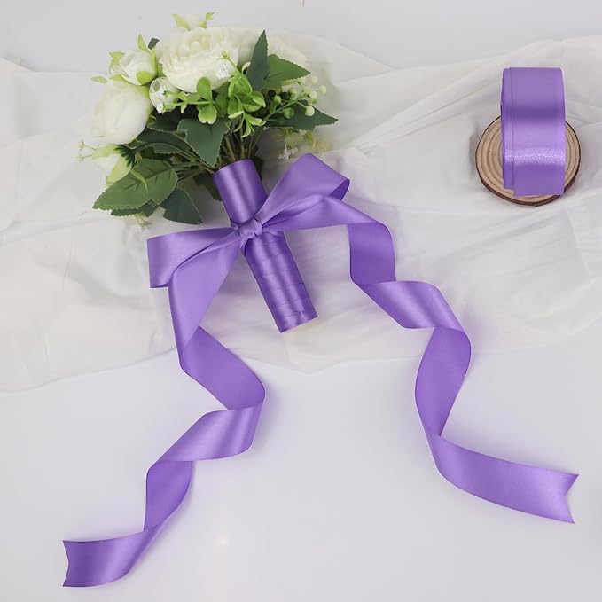 Light Purple Solid Satin Ribbon 1-1/2 Inch 25 Yards Solid Polyester Fabric Ribbon for Gift Wrapping Wedding Christmas Baby Shower Birthday Party Decoration Handmade Immortal Flower Craft
