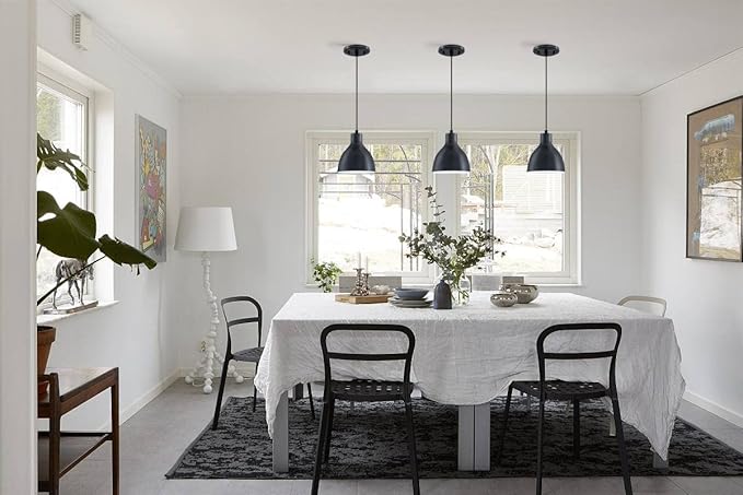 3 Pack 1 Light Industrial Hanging Indoor Mini Pendant Ceiling Light Fixtures Black Finish for Bar Dining Room Corridor Living Room Kitchen Island