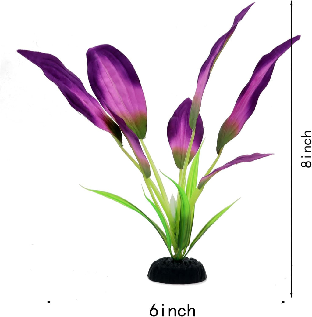 Silk Aquarium Plants for Betta Fish Tank, 2 Pcs 8 Inch Small Silk Aquarium Plant Aquatic Water Grass Decoration, Purple