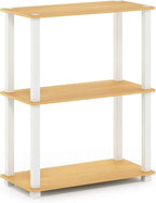 Furinno Turn-S-Tube 3-Tier Compact Multipurpose Shelf Display Rack, Square, Beech/White, 3-Tier Square Tubes