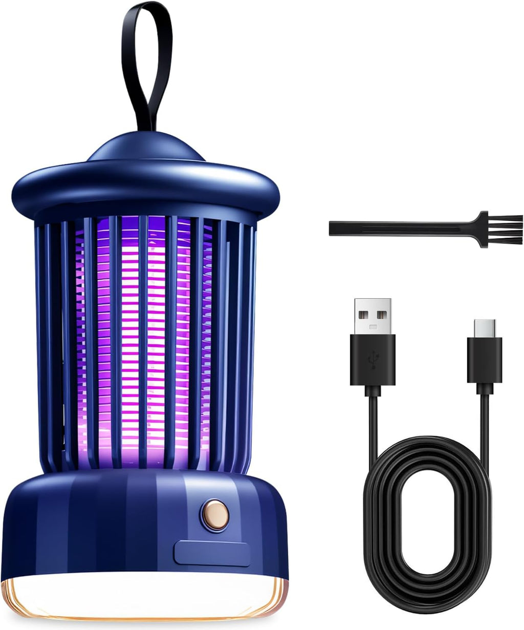 Bug Zappers, Portable USB Rechargeable with 360° Smart Zapping, Camping Lamp, Quiet Operation, Safe for Baby and Pregnant, Ideal for Garden, Home, Campsite