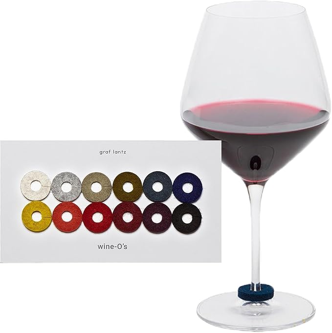Graf Lantz - Wine-O's Merino Wool Wine Glass Charms (Autumn) 12 Count - Drink Markers with Note Card - Reusable - 12 Colors - Boho Style - Home Decor, Party Favors & Vacation Essentials - 5mm Felt