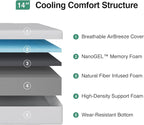 Novilla Queen Size Mattress, 14 inch Gel Memory Foam Mattress, Queen Mattresses for Cooling Night Sleep & Pressure Relief, CertiPUR-US Certified