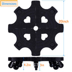 20 Inch Plant Caddy With Wheels - Heavy Duty Outdoor Indoor Rolling Plant Stand With Casters Black Plant Dolly Large Potted Planter Cart For Big Flower Pots Plants Pots, Heart Shaped Garden Pot Mover