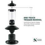 Squirrel Proof Bird Feeder - 360° Feeding Perch Tray for Outdoor Hanging Wild Bird Seeds, Dark Green.