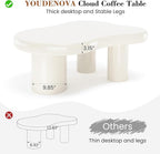 Coffee Table- Cloud Coffee Table, 48” Round Edge Tables with Unique Irregular Curves, Modern Tea Tables for Living Room Apartment, Easy Assemble& Clean