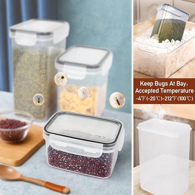 64 PCS Airtight Food Storage Containers With Lids BPA Free,6 Pack With Pouring Spout Cereal Containers Storage for Kitchen Pantry Organization and Storage,Dishwasher safe,Labels Marker