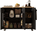 Kitchen Island with Drop Leaf with Drop Leaf Internal Storage Rack, Kitchen Island with Drop Leaf with Wheels Towel Rack， for Kitchen, Dining Room, Black