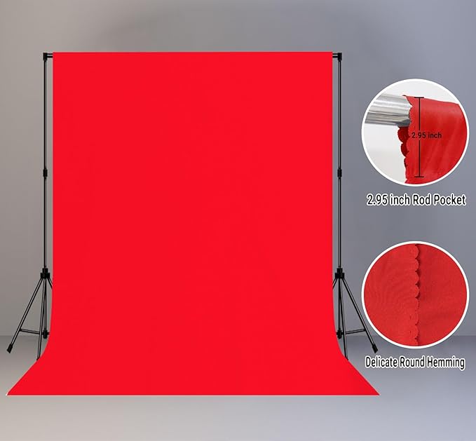 8x10FT Red Screen Backdrop for Photography Red Photo Booth Backdrop for Photography Background Video Recording Parties Curtain