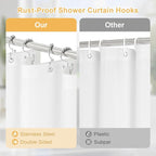 3 in 1 Stall Half Size Blue Shower Curtain Set-36 W x 72 H, Fog Blue Waffle Waterproof Fabric and PEVA Liner Set with Stainless Steel Hooks