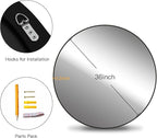 Black Round 36 Inch Mirror,Circle Bathroom Vanity Mirror for Wall,Hanging Modern Tempered Glass Mirror for Entryway or Living Room (36 Inch, Black)