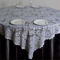 Efavormart 90" x 90" White Square Lace Table Overlay for Wedding Catering Party Table Decorations