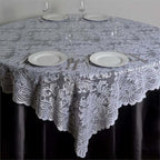 Efavormart 90" x 90" White Square Lace Table Overlay for Wedding Catering Party Table Decorations