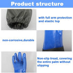 Haiou PVC Chemical Resistant, Long Rubber, Heavy Duty Waterproof Gloves for Chemical and Acid Work, 25 inches, Large-(Blue)